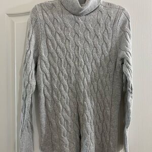 Croft & Barrow Gray Cable Knit Turtleneck Sweater